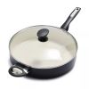 Rio 5qt Ceramic Nonstick Covered Saute Pan with Helper Handle Black