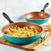 2pc Copper Ceramic Reliance Pro Skillets Aqua