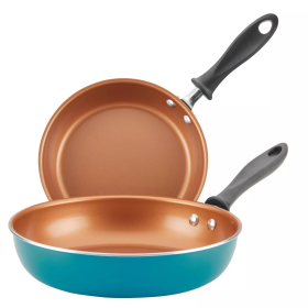 2pc Copper Ceramic Reliance Pro Skillets Aqua