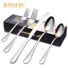 UUGEE Kitchen Silverware Flatware Set 30 Pieces Stainless Steel Cutlery with Forks and Spoons