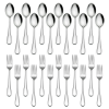 Vesteel 24-Piece Forks and Spoons Silverware Set, Stainless Steel Dinner Spoons and Forks Flatware Set, Heavy Duty & Mirror Polished