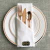 JL Prime 125 Piece Rose Gold Plastic Plates & Cutlery Set, Re-usable Recyclable Plastic Plates with Rose Gold Rim & Silverware, 25 Dinner Plates, 25 S