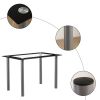 5 Pieces Dining Table Set for 4, Kitchen Room Tempered Glass Dining Table, 4 Chairs, Black, Table legs are silvery