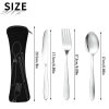 HEQUSIGNS Cutlery Set with Portable Pouch Case, 2 Pack Portable Travel Flatware Set Knife, Fork, Spoon, 6Pcs Portable Travel Stainless Steel Tableware