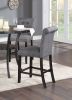 Dining Room Furniture Natural Wood Round Dining Table 4x High Chairs Charcoal Fabric Tufted Roll Back Top Chair Nail heads Trim Storage Shelve 5pc Cou