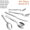 40-Piece Silverware Set, Vesteel Stainless Steel Flatware Set Service for 8, Modern Tableware Cutlery Set for Home and Restaurant, Square Edge & Mirro