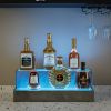 LED Lighted Liquor Bottle Display Shelf, 20 Inch Bar Display Shelf, DIY Illuminated Bottle Shelf with App & Remote Control, 2 Step Freestanding Holdin