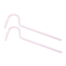 2straw 1cleaningbrush Can Be Used Repeatedly Original Glass Drinking Straw, Flute Style Design For Engaging Lips Horizontally, Anti Wrinkle. (Colour: Pink)