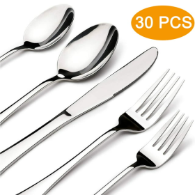 Silverware Sets, 30 Pieces Stainless Steel Flatware Set, Utensils Set Service for 6, Tableware Cutlery Set for Home and Restaurant, Knives Forks Spoon (Brand: GPED)