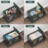 2Pcs 32L Foldable Storage Bins with Lid Collapsible Stackable Closet Organizer Containers with Front Door Lock 4Pcs Wheels